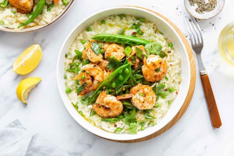 shrimp risotto with peas